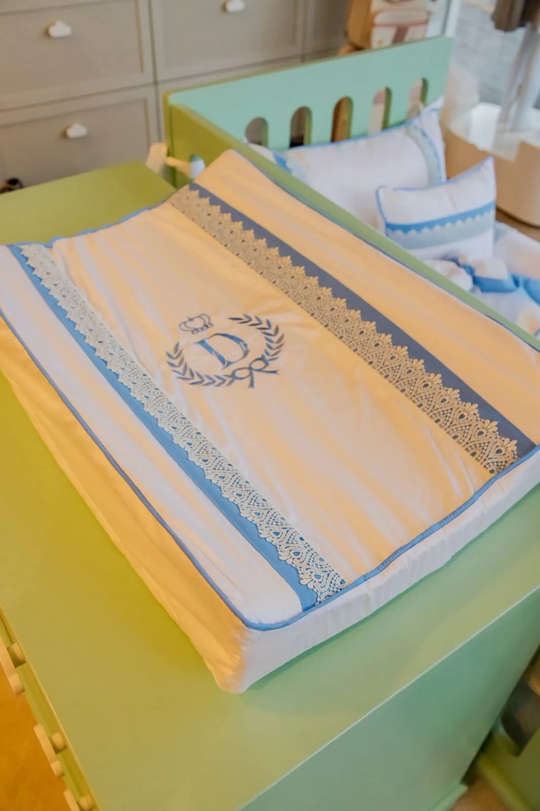 Kit Berço — Algodão Egípcio Polo — Detalhe Azul — foto 2 de 3
